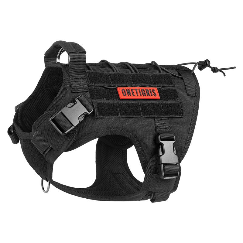 OLIFE Tactical MOLLE Dog Harness and Bungee Leash Set