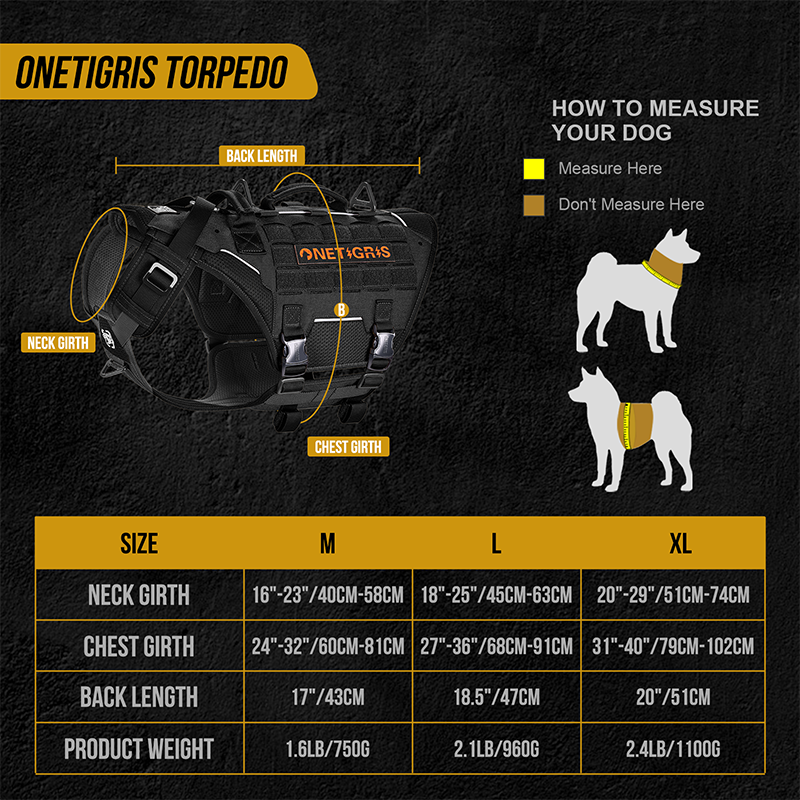 Size of TORPEDO Tactical Harness