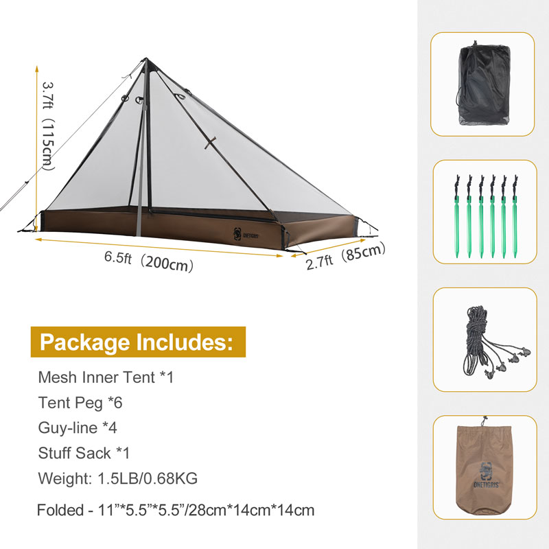Size of OneTigris Inner Mesh Tent 03