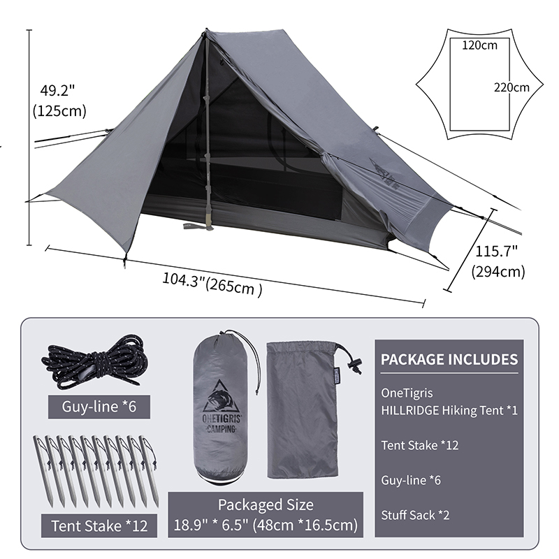 The sizing chart of MOUNTAIN RIDGE Camping Tent