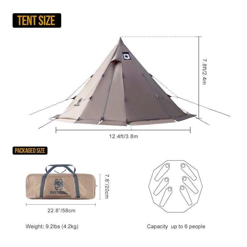 OneTigris Rock Fortress Hot Tent size chart