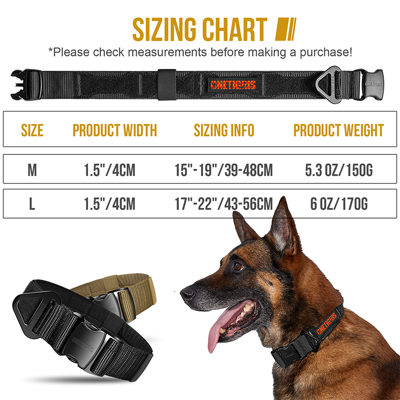 The sizing chart of X11 Dog Collar