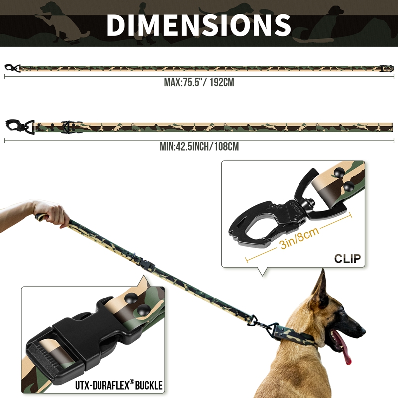 Size of OneTigris Jungle Dog leash