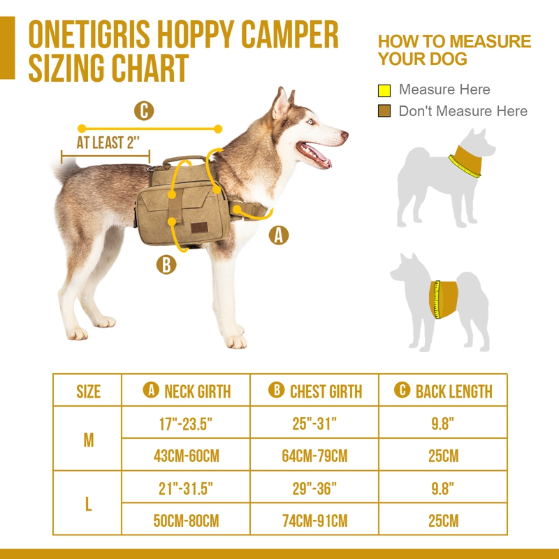 Size of OneTigris HOPPY CAMPER Dog Pack 2.0