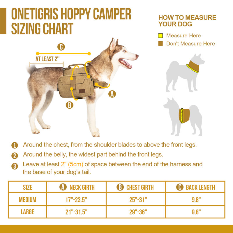 size of OneTigris HOPPY CAMPER Dog Pack 2.0