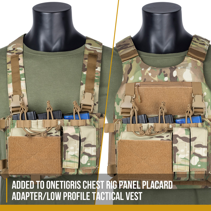 OneTigris Tactical Larser-Cut Vest and Triple Kangaroo Mag Pouch Tactical Placard 02 for 5.56 7.62 Mags and 9mm Pistol Mags Multicam 