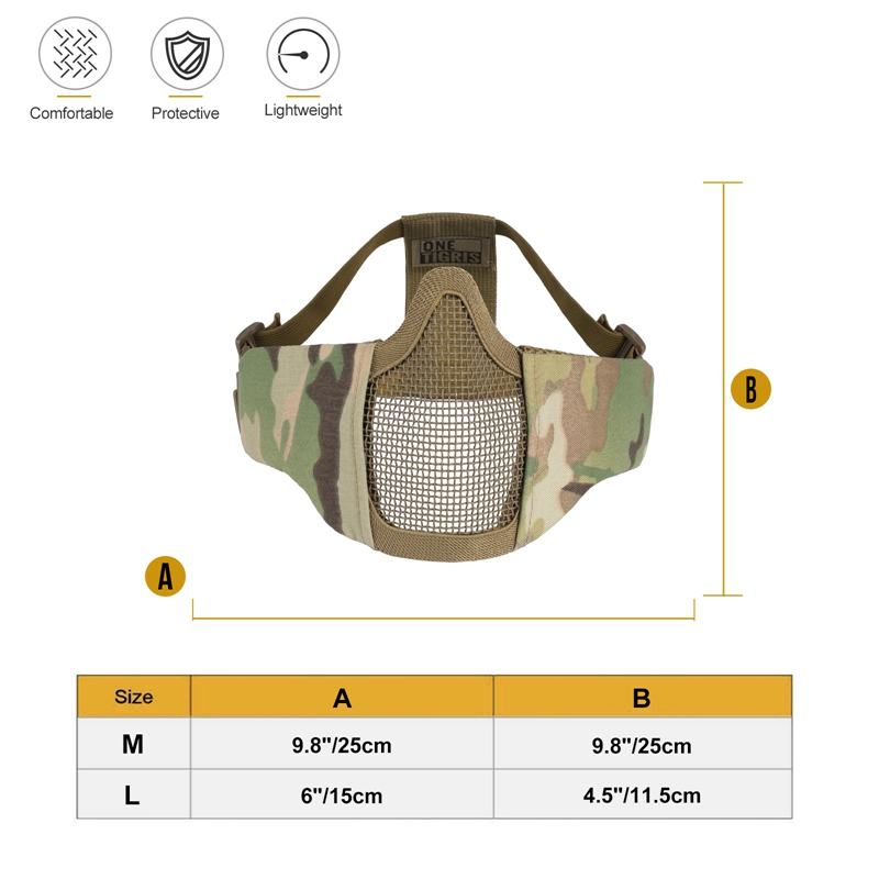 The Size chart or Scream Airsoft Mask