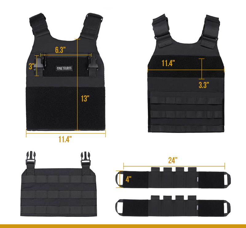 Size of OneTigris Low Profile Tactical Vest